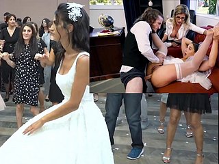 Real bruid met Bride Neuken collage, Gelin Dügün