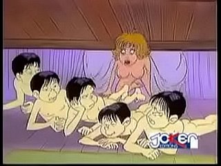 4 người đàn ông Pin một cô gái trong phim hoạt hình.