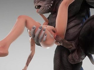Jolie fille camates avec le monstre Big Cock Monster 3d Porn sauvage Bound