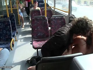 Limits Euro slattern fucked about public bus