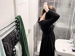 OMG!!! Hidden cam in AIRBNB apartment stinking muslim arab girl in hijab luring shower added to masturbate