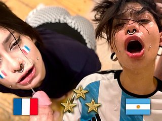 Чемпион мира Аргентины, фанат трахается французским после финала - Meg Poor