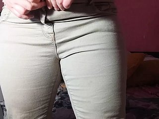 Old woman joshing affectation young gentleman in the matter of jeans, then fuck and squirt
