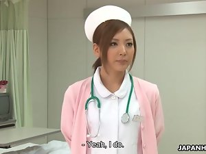 Dazzling jururawat Jepun mendapat creampied selepas kira-kira p