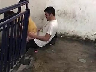 israeli screwing in building stairs.