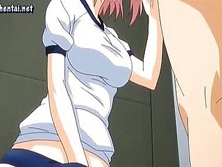 Anime besmeared cocks and gets facial